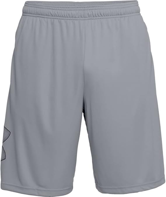 UNDER ARMOUR MEN'S TECH GRAPHIC SHORTS - SIZE: MEN L - STEEL/BLACK - Brand New