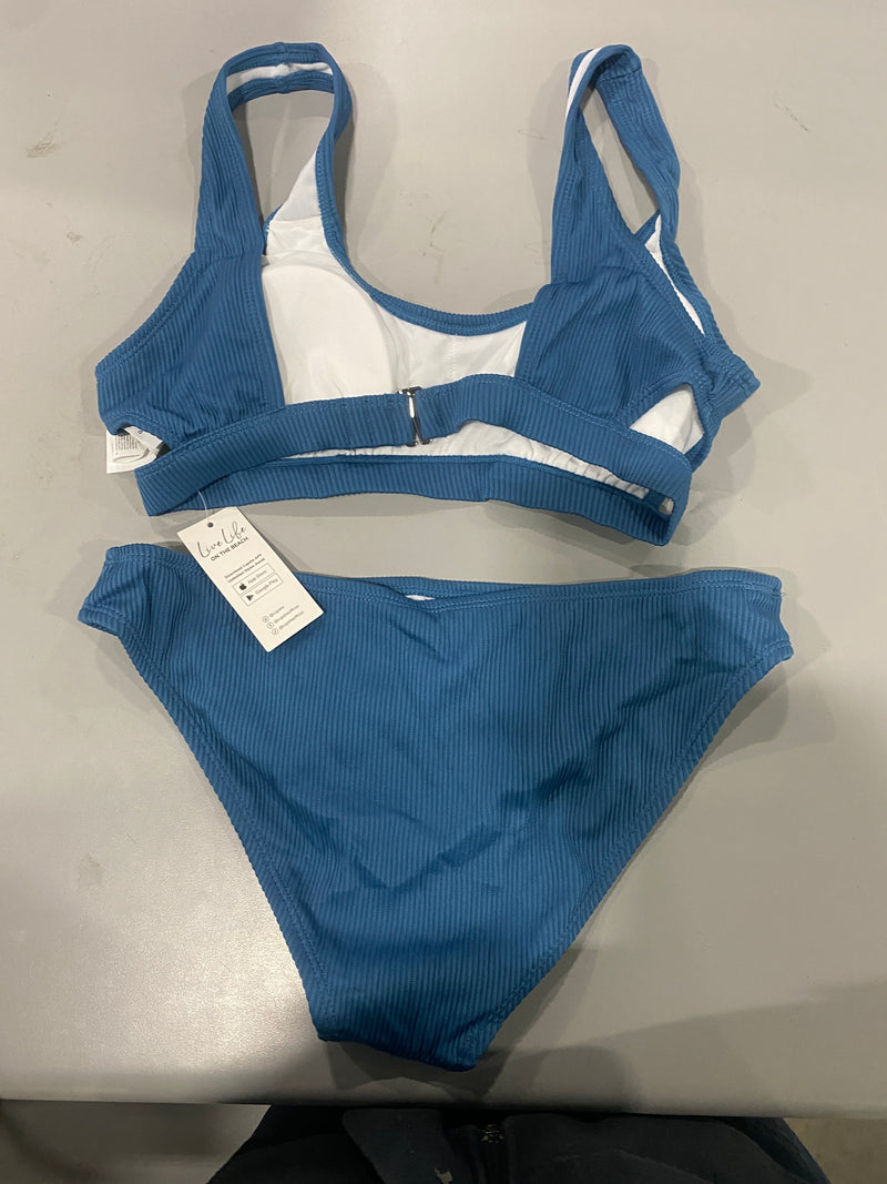 CUPSHE WOMEN SWIMSUIT BIKINI SET TWO PIECE - SIZE: WOMEN M - BLUE - Like New