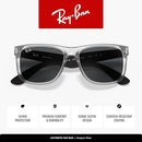 RAY BAN RAY-BAN RB4165 JUSTIN CLASSIC SQUARE MEN WOMEN RUBBER TRANSPARENT GRAY - Like New
