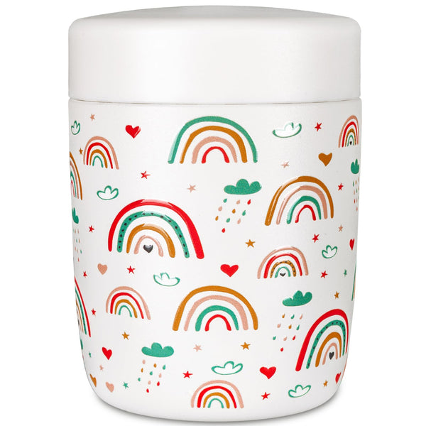 CHARCY 9OZ STAINLESS STEEL VACUUM INSULATED KIDS FOOD JAR - WHITE RAINBOW - Like New