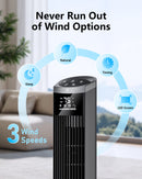 ZACHVO TOWER FAN 28DB QUIET FOR SLEEP, REMOTE, 80° OSCILLATION 15H TIMER - BLACK - Like New