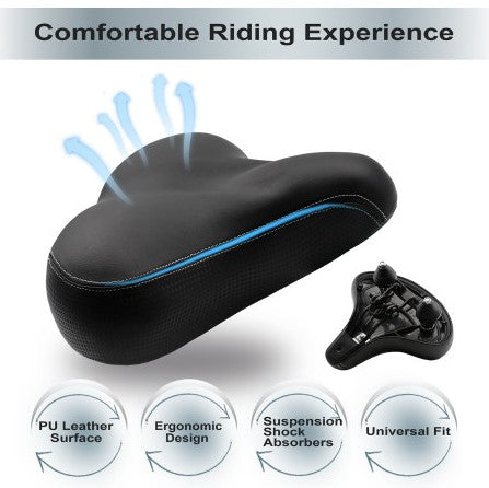 BOBILIFE LARGE WIDE BIKE SEAT - BICYCLE SADDLE REPLACEMENT - BLACK - Like New