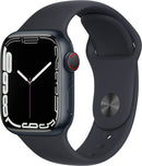 APPLE WATCH 7 GPS CELLULAR 41mm MIDNIGHT ALUMINUM CASE MIDNIGHT SPORTS BAND Like New