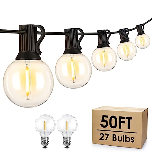 MLAMBERT 50FT LED OUTDOOR STRING LIGHTS G40 GLOBE DIMMABLE PATIO - BLACK - Like New