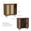 Atlantic Loft & Luv Remy Boho Mid-Century Bar Cabinet Walnut Panels 38408171 - Like New