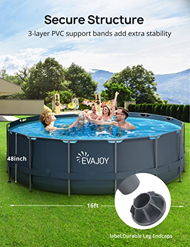 EVAJOY 18FT X 52IN METAL FRAME SWIMMING POOL SET ROUND ABOVE ROUND SET - BLUE - Like New