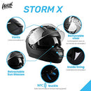 Westt Storm X Full Face Motorcycle Helmet Dual Visor DOT Approved Matte Black XL - Brand New