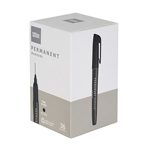 OFFICE DEPOT BRAND PERMANENT MARKERS FINE POINT 100% RECYCLED PLASTIC BARREL - Like New