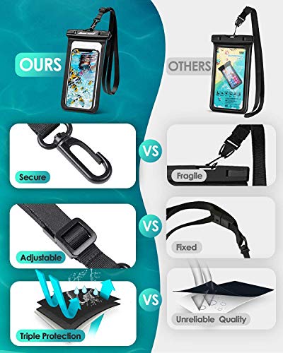 Hiearcool Waterproof Phone Pouch, Fits up to 8.3", iPhone Android, 1 Pack - Teal Like New