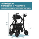 ELENKER ALL TERRAIN ROLLATOR WALKER TRANSPORT WHEELCHAIR COMBO 2 IN 1 - BLACK - Like New