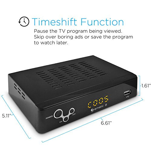 EMATIC DIGITAL TV CONVERTER BOX WITH RECORDING, PLAYBACK, PARENTAL CONTROLS - Like New