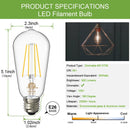 VOLXON DIMMABLE E26 EDISON BULBS 60 WATT LED EQUIVALENT (4 PCS) 4 COUNT - SILVER - Like New