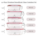LEXI HOME 10-PIECE PREMIUM GLASS FOOD STORAGE CONTAINER SET WITH RED LOCKING LID - Like New
