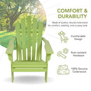 SHINE COMPANY WESTPORT WOODEN ADIRONDACK CHAIR 4621LG - LIME GREEN - Like New