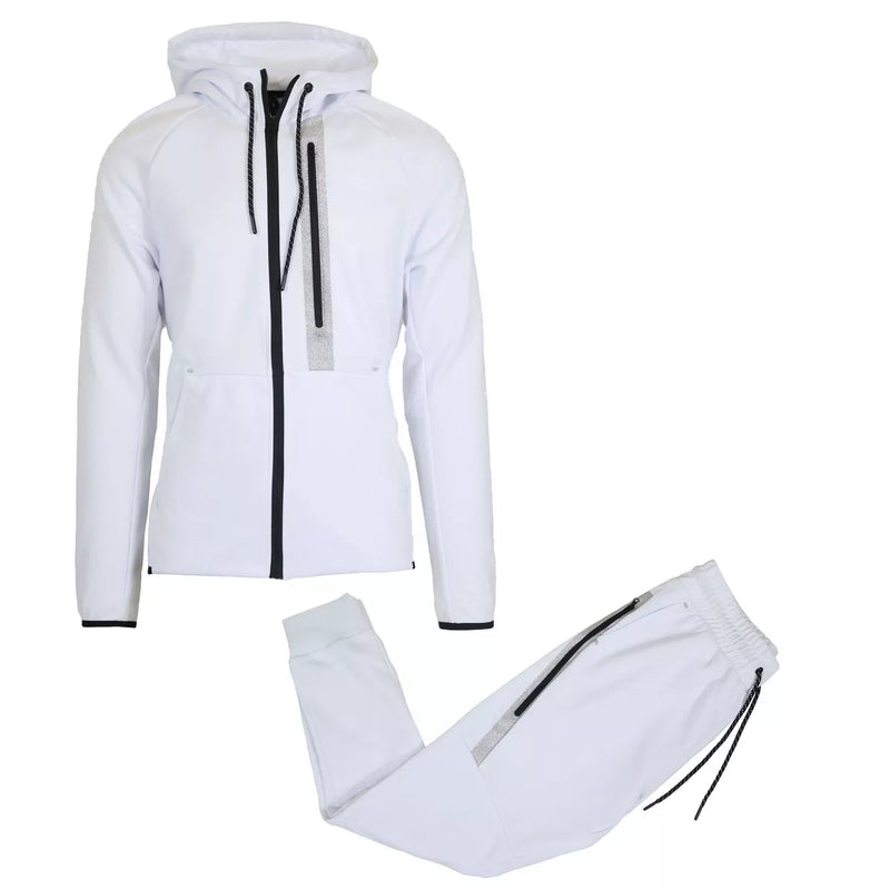 GALAXY BY HARVIC GALAXY MEN'S MODERN FIT HOODIE JOGGER SET - SIZE L - WHITE - Brand New