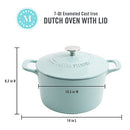 MARTHA STEWART GATWICK 7 QT ENAMEL CAST IRON DUTCH OVEN POT W LID - MARTHA BLUE - Like New