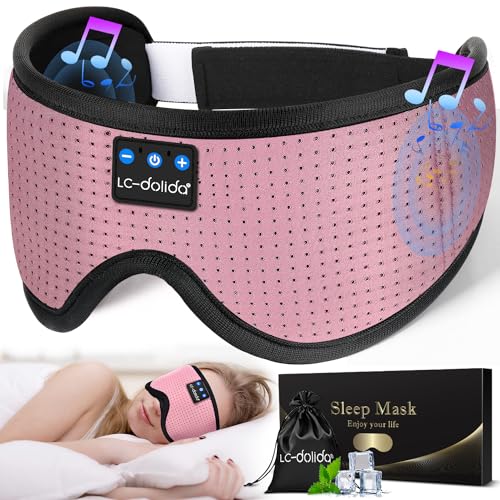 LC-DOLIDA SLEEP HEADPHONES 3D SLEEP MASK BLUETOOTH WIRELESS MUSIC EYE_MASK - Like New