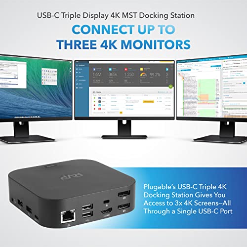 RVP+ USB C Docking Station 3 Monitors 13-in-1 Triple Display 4K HDMI - BLACK - Like New