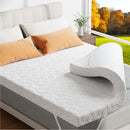 ZIBROGES MEMORY FOAM MATTRESS TOPPER 3" GEL MATTRESS PAD PRESSURE RELIEF WHITE - Brand New