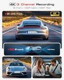 Jzones 4K 3-Channel Dash Camera, WiFi 6, 24H Parking Mode, - Scratch & Dent
