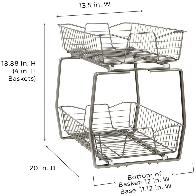 CLOSETMAID 2T-KCPO-1814 18" H X 14" W 2-TIER CABINET PULL-OUT ORGANIZER - WHITE - Like New