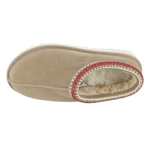 5955 UGG WOMEN TASMAN SLIPPER SAND/DARKCHERRY SIZE WOMEN 9 - Like New