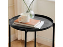 FANCIAL ROUND SIDE TABLE METAL SMALL BEDSIDE NIGHTSTAND - BLACK - Like New