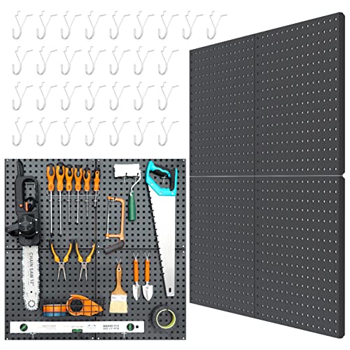 HUHOLE PEG BOARD, 32" X 32", PEGBOARD WALL ORGANIZER, PEGBOARD WALL - BLACK - Like New