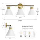 WOSHITU Bathroom Vanity Light Fixtures For over Mirror - Brushed Gold - 3 Lights - Brand New