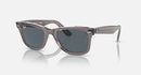 RAY BAN WAYFARER POLISHED GRAY TRANSPARENT FRAMES BLUE LENSES 54-18-150 3N - Like New