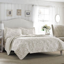 LAURA ASHLEY KING QUILT SET SOFT COTTON BEDDING MEDIUM 3 PIECE - AMBERLEY BEIGE - Brand New
