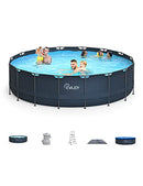 EVAJOY 18FT X 52IN METAL FRAME SWIMMING POOL SET ROUND ABOVE ROUND SET - BLUE - Like New
