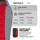 TETON SPORTS 5F DEGREE SLEEPING BAG WEIGHT 5F SHORT RED - Like New