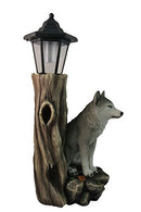 DWK 17" Illumined Wolf Hand Painted Sculpture Solar Lantern - B01BW9FXMC - Brand New