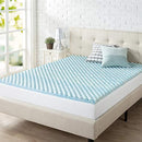 ZINUS 1.5/2/3/4" SWIRL GEL COOLING MEMORY FOAM MATTRESS TOPPER FULL - LIGHT BLUE - Brand New