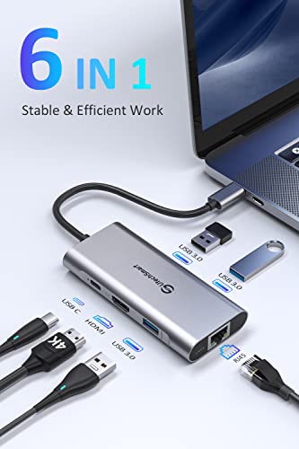 UTECHSMART USB C HUB USB C ETHERNET MULTIPORT ADAPTER HDMI 4K UCN3273 - SILVER Like New