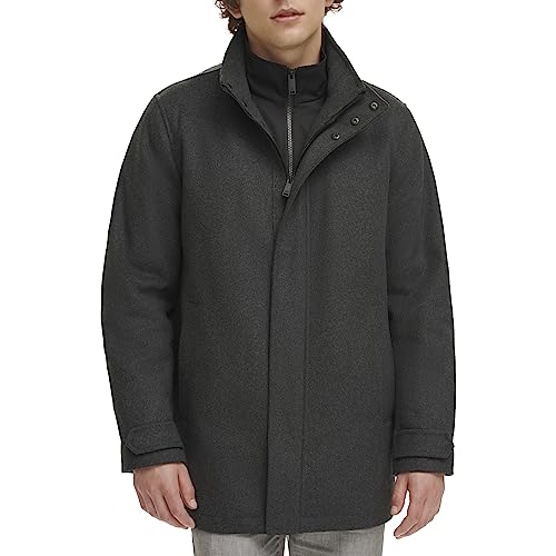 DOCKERS MEN'S WOOL MELTON TWO POCKET FULL LENGTH DUFFLE - SIZE: MEN S - CHARCOAL - Brand New