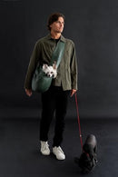NOAH & PAW DOG SLING CARRIER, 5-18LB, MACHINE WASHABLE - DARK GREEN - Like New