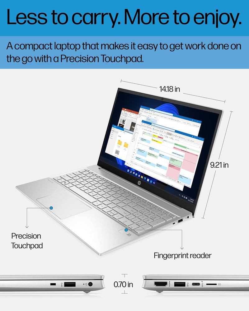 HP Pavilion 15 15.6" FHD i7-1255U 16GB 512GB SSD, +FPR 15-eg2025nr - Silver - Like New