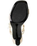 KL257921 WOMEN'S CYBIL EVENING ANKLE STRAP DRESS HEEL SIZE 8.5 NAT/WHITE - Like New