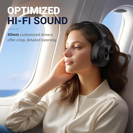 VIBEADIO Hybrid Active Noise Cancelling Headphones Wireless Over Ear - Black Like New