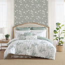 LAURA ASHLEY FULL/QUEEN COMFORTER SET PREMIUM COTTON, GREEN TOILE - R76948-GRN - Like New