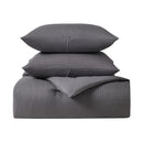 KATHY IRELAND 3-PIECE GRAY WAFFLE DOWN ALTERNATIVE COMFORTER SET -QUEEN - GRAY - Like New