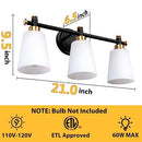 Bonhar Black Gold Vanity Lights Bathroom Lights Over Mirror 3 Light Fixtures - Brand New