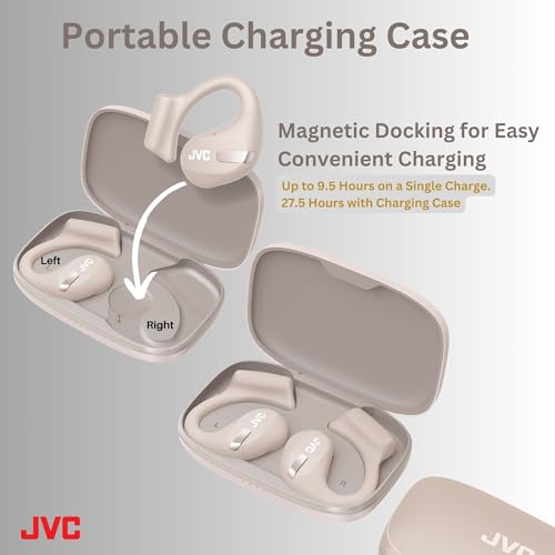 JVC NEW NEARPHONES OPEN EAR TRUE WIRELESS SINGLE EAR USE HA-NP50T - BEIGE - Like New