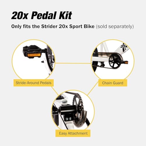 STRIDER 20X SPORT PEDAL KIT TRANSFORM 20X BALANCE BIKE - AGES 8+ - BLACK - Like New