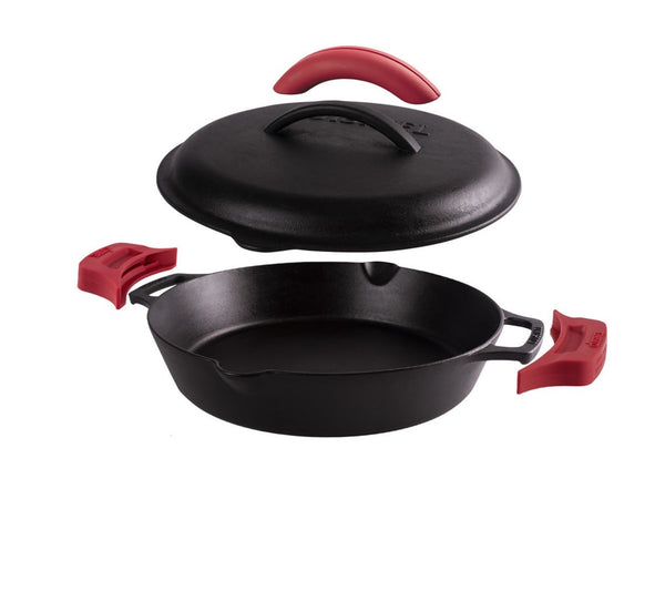 Cuisinel Pre-Seasoned Cast Iron Dual Handle Skillet with CI Lid - Scratch & Dent