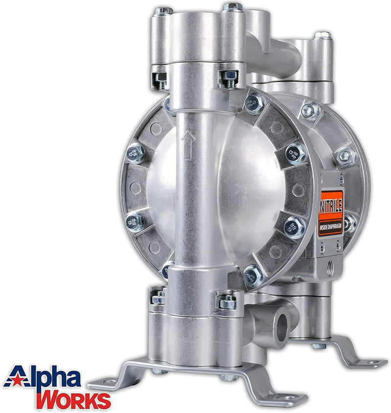 AlphaWorks Air-Powered Nitrile Double Diaphragm Transfer Pump - 12GPM, 1/2"