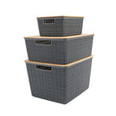 OIKOS | Storage Organizer Box Set Bamboo Lid | 3 Pieces, 1149 OZ, Grey - Brand New