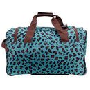 ROCKLAND ROLLING DUFFEL BAG SIZE: 22" - BLUE/LEOPARD - Brand New